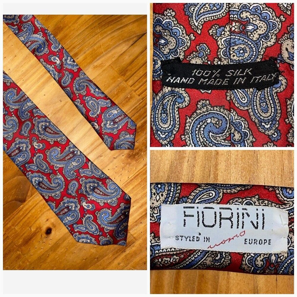 Fiorini Neck Tie‎ Men Red Paisley Business Wedding Party Preppy Styled In Europe